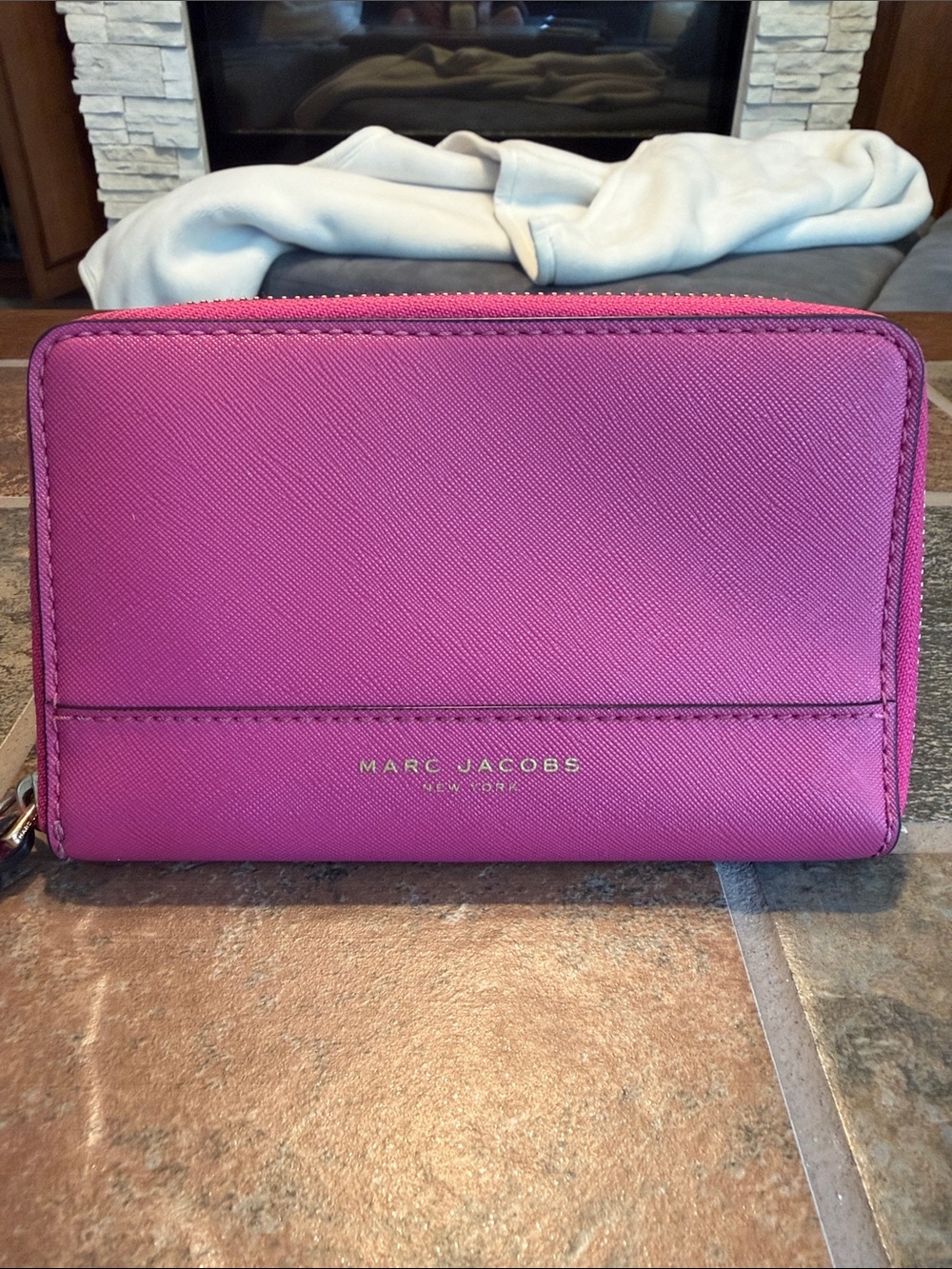 Marc Jacobs Saffiano Leather Zip-Around Wristlet